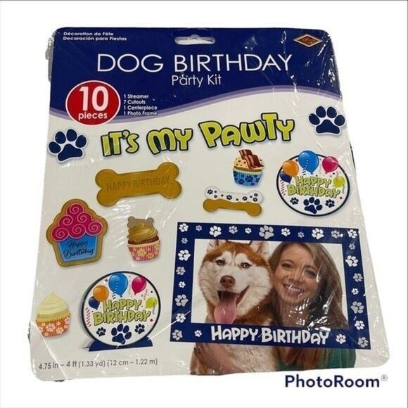 Dog Birthday Party Decorating Kit 10 pieces - Picture 1 of 4